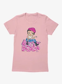 Betty Boop Pink Camo And Boots Womens T-Shirt