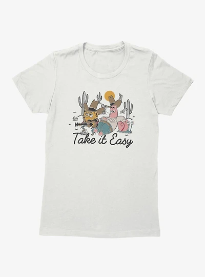 SpongeBob SquarePants & Patrick Take It Easy Cowboy Tunes Womens T-Shirt