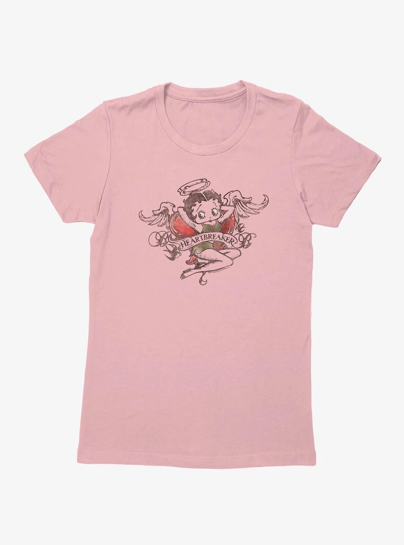 Betty Boop Heartbreaker Angel Tattoo Womens T-Shirt