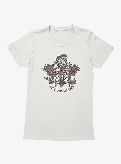 Betty Boop Los Angeles Motorcycle Roses Womens T-Shirt
