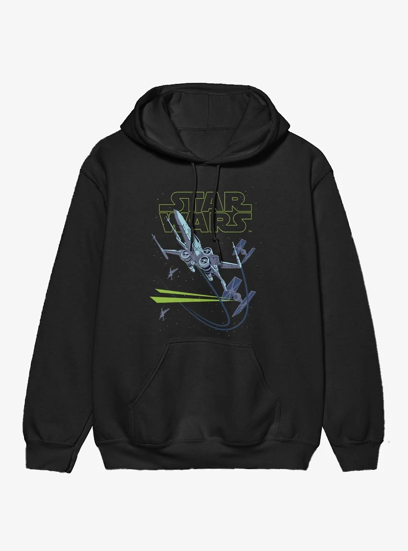 Star Wars X-Wing Chase Blue Green Logo Hoodie
