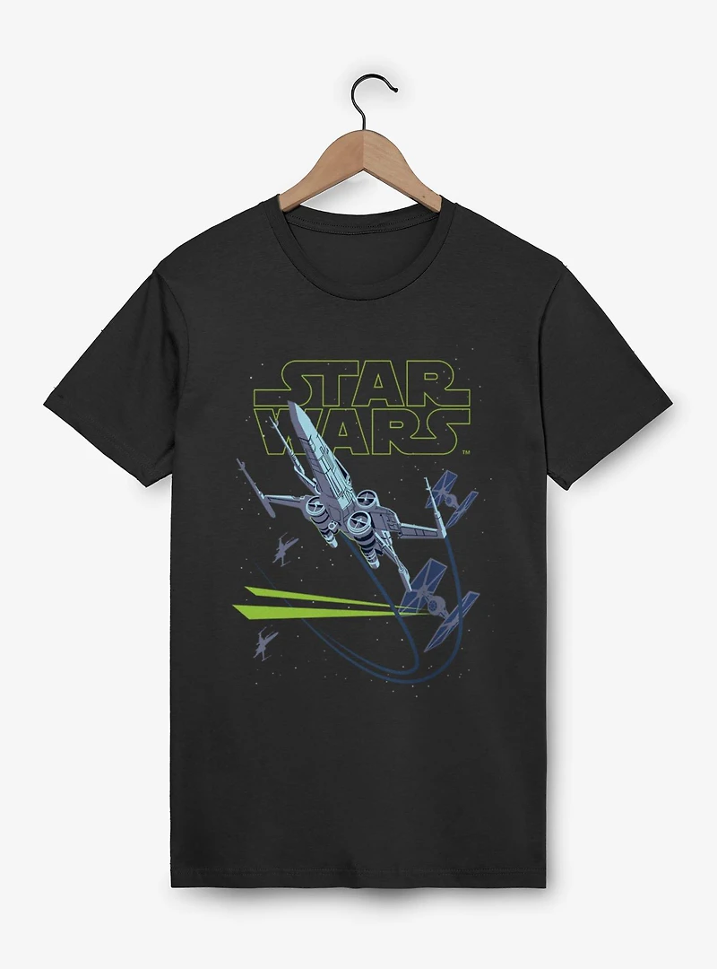 Star Wars X-Wing Chase Blue Green Logo T-Shirt