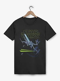 Star Wars X-Wing Chase Blue Green Logo T-Shirt