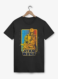 Star Wars The Mandalorian Blue Red Retro Poster T-Shirt