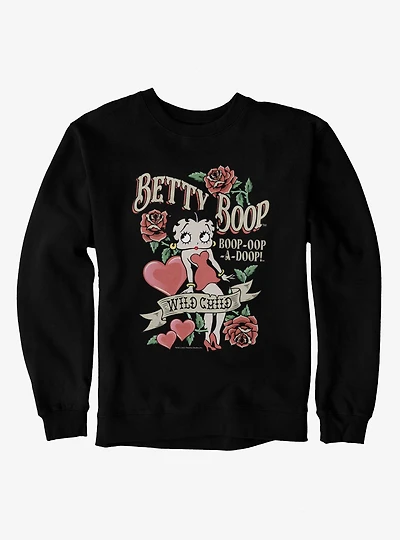 Betty Boop Wild Child Roses And Heart Tattoo Sweatshirt
