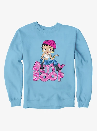 Betty Boop Pink Camo And Boots Sweatshirt