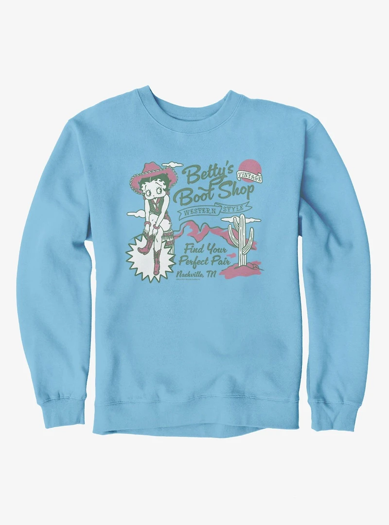 Betty Boop Betty's Boot Shop Western Style Sweatshirt