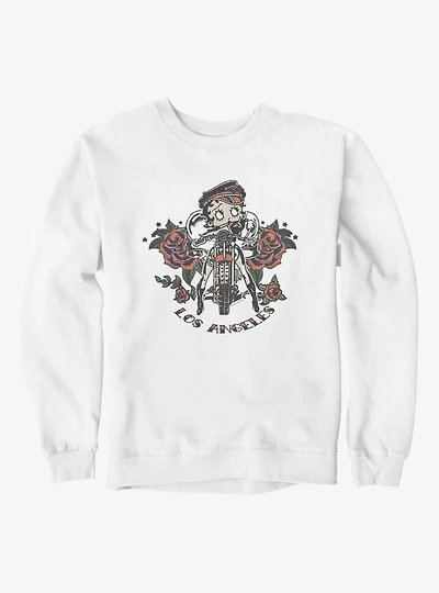Betty Boop Los Angeles Motorcycle Roses Sweatshirt