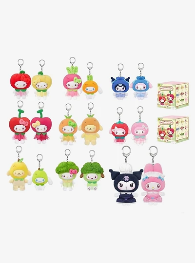 Sanrio Hello Kitty and Friends Fruit and Vegetable Blind Box Vinyl Plush Bag Charm Set