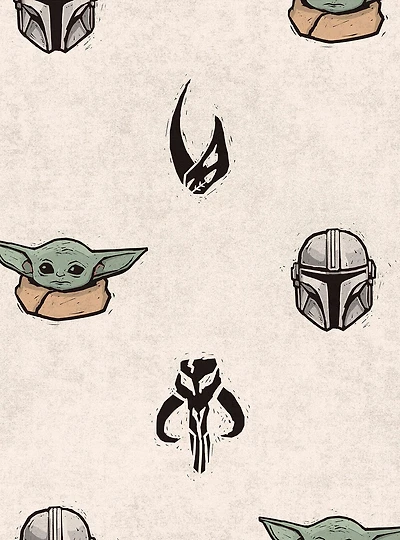 Star Wars The Mandalorian and Grogu Cream Peel & Stick Wallpaper