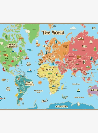 Kids World Dry Erase Map Decal