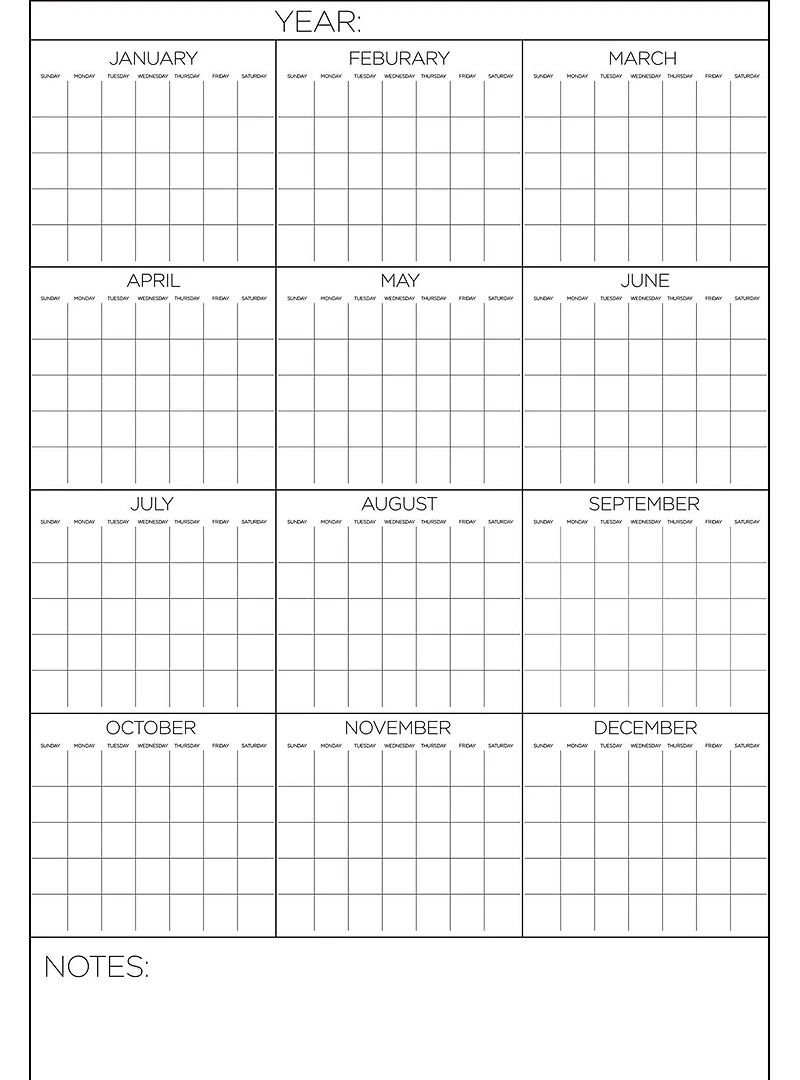 Yearly Calendar