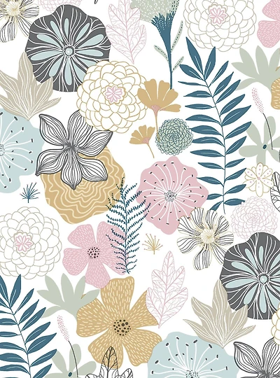 Perennial Blooms Pink Peel & Stick Wallpaper