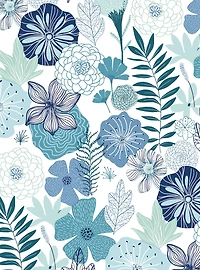 Perennial Blooms Blue Peel & Stick Wallpaper