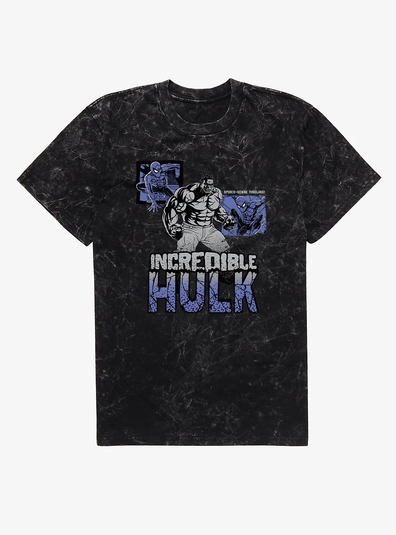 Marvel Spider-Man Brand New Day Angry Hulk Spider-Sense Tingling Mineral Wash T-Shirt