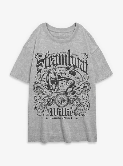 Disney Steamboat Willie Mickey Mouse Womens Oversized T-Shirt BoxLunch Exclusive