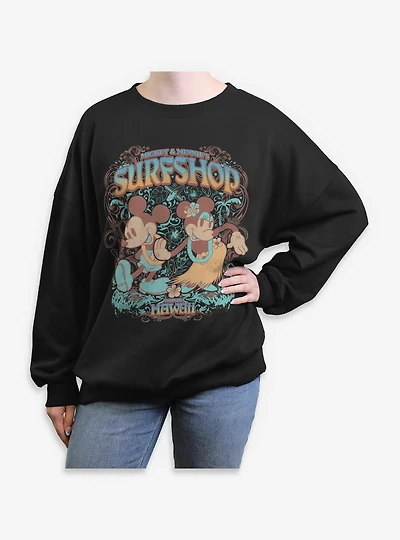Disney Mickey Mouse & Minnie Surfshop Hawaii Womens Oversized Sweatshirt BoxLunch Exclusive