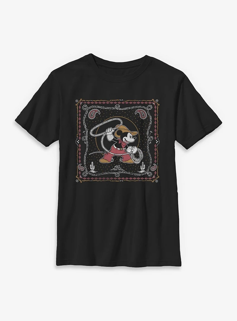 Disney Mickey Mouse Western Cowboy Paisley Youth T-Shirt BoxLunch Exclusive