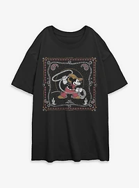 Disney Mickey Mouse Western Cowboy Paisley Womens Oversized T-Shirt BoxLunch Exclusive