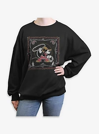 Disney Mickey Mouse Western Cowboy Paisley Womens Oversized Sweatshirt BoxLunch Exclusive