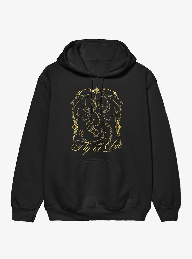 Fourth Wing The Empyrean Fly Or Die Gold Art Nouveau Hoodie