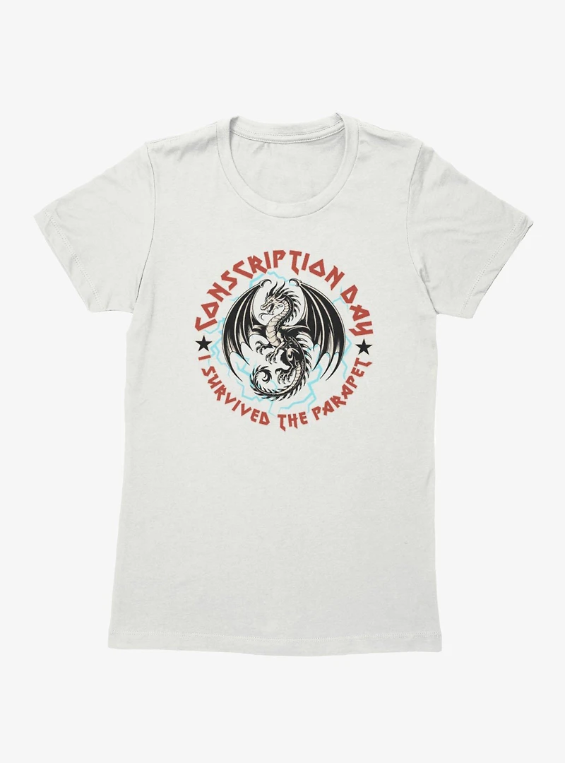 Fourth Wing The Empyrean Conscription Day I Survived Womens T-Shirt