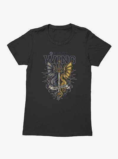 Fourth Wing The Empyrean Black And Gold Dragons Womens T-Shirt