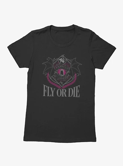 Fourth Wing The Empyrean Fly Or Die Dragon Emblem Retro Womens T-Shirt