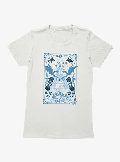 Fourth Wing The Empyrean Dragon Riders Codex Blue Floral Womens T-Shirt