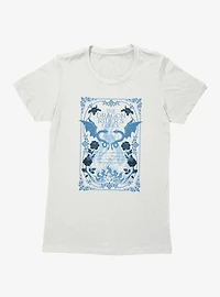 Fourth Wing The Empyrean Dragon Riders Codex Blue Floral Womens T-Shirt