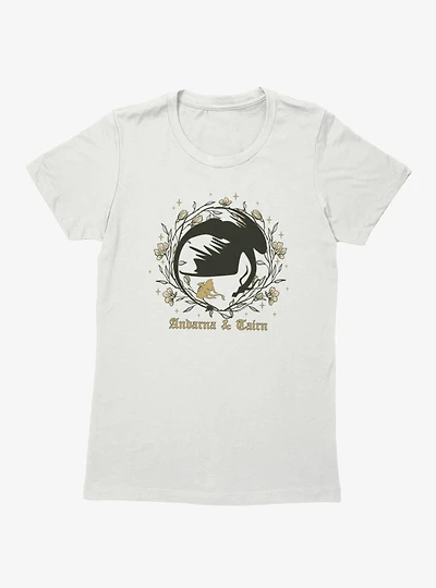 Fourth Wing The Empyrean Andarna Tairn Floral Wreath Dragon Womens T-Shirt