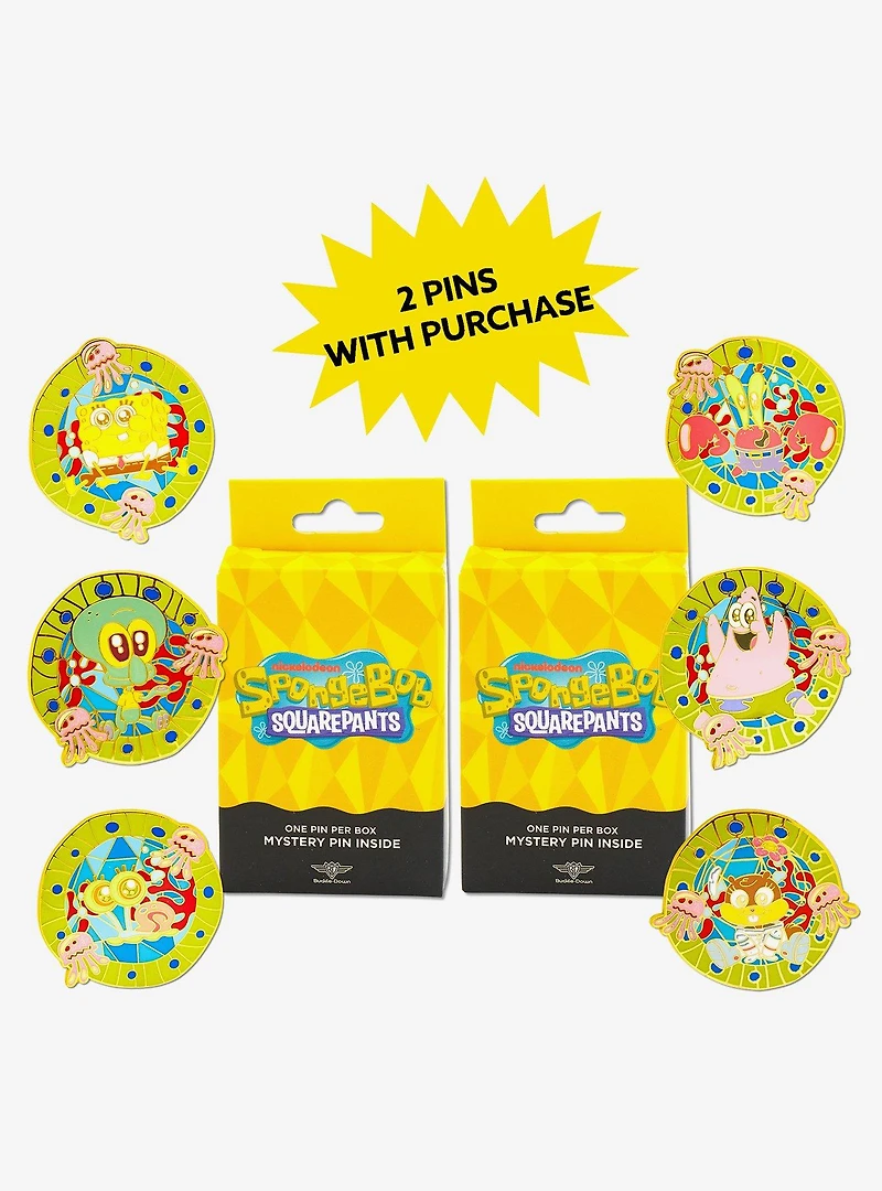 SpongeBob SquarePants Glow in the Dark Mystery Enamel Pin Blind Box Series 2 Pack