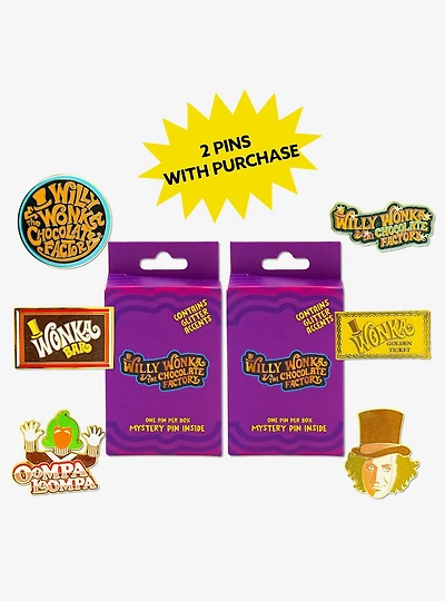 Willy Wonka and the Chocolate Factory Mystery Enamel Pin Blind Box Series 2 Pack