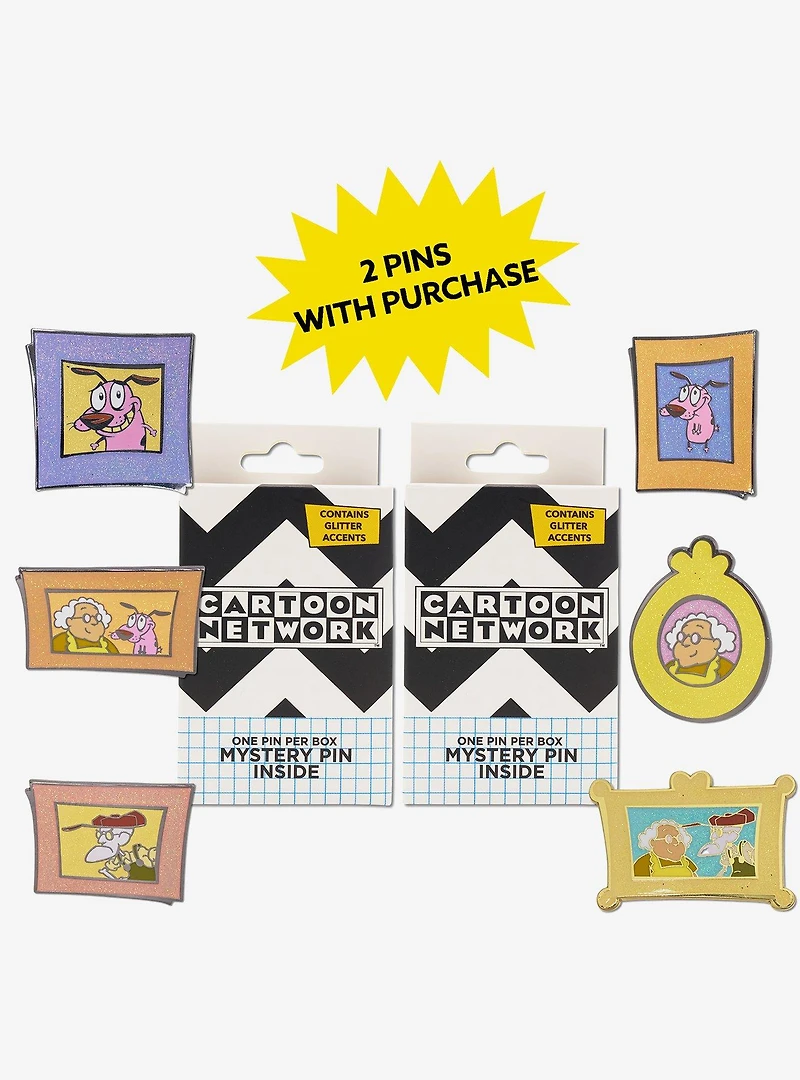 Courage the Cowardly Dog Mystery Enamel Pin Blind Box Portrait Series 2 Pack