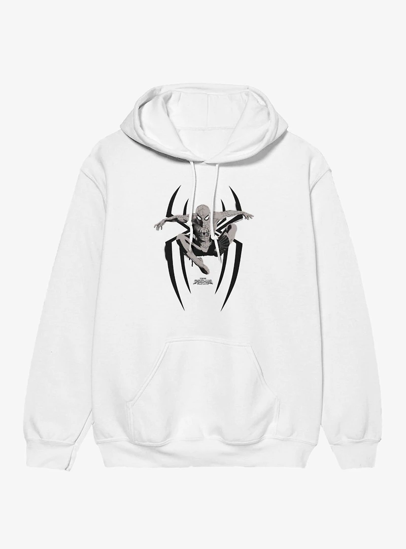 Marvel Spider-Man Brand New Day Leap On Logo Grayscale Hoodie