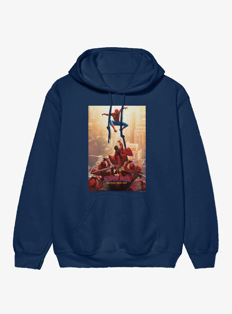 Marvel Spider-Man Brand New Day Leaping Vs The Hand Poster Hoodie