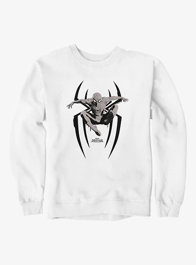Marvel Spider-Man Brand New Day Leap On Logo Grayscale Sweatshirt