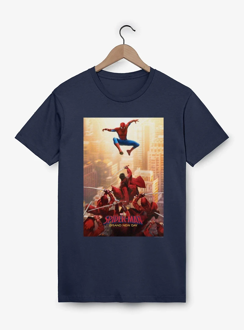 Marvel Spider-Man Brand New Day Leaping Vs The Hand Poster T-Shirt