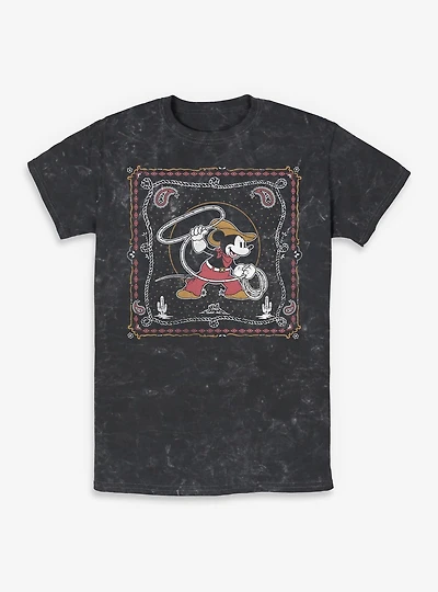 Disney Mickey Mouse Western Cowboy Paisley Mineral Wash T-Shirt BoxLunch Exclusive