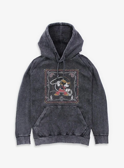 Disney Mickey Mouse Western Cowboy Paisley Mineral Wash Hoodie BoxLunch Exclusive