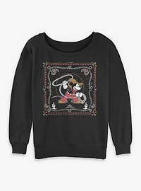 Disney Mickey Mouse Western Cowboy Paisley Womens Slouchy Sweatshirt BoxLunch Exclusive