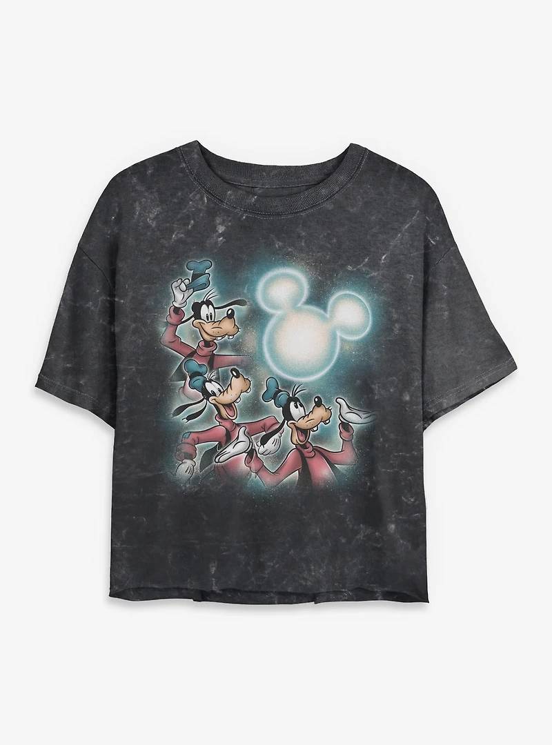 Disney Goofy Mickey Moon Womens Mineral Wash Crop T-Shirt BoxLunch Exclusive