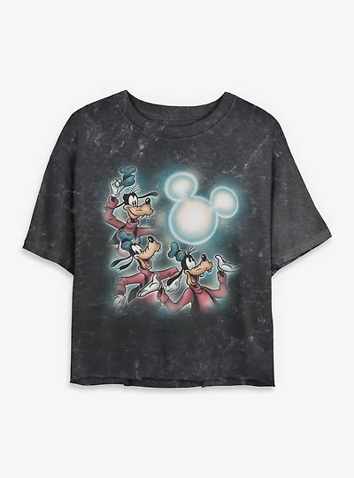 Disney Goofy Mickey Moon Womens Mineral Wash Crop T-Shirt BoxLunch Exclusive