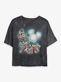 Disney Goofy Mickey Moon Womens Mineral Wash Crop T-Shirt BoxLunch Exclusive