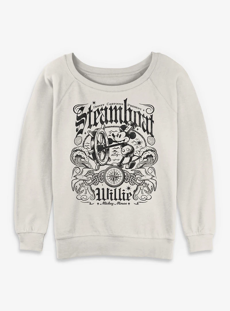 Disney Steamboat Willie Mickey Mouse Womens Slouchy Sweatshirt BoxLunch Exclusive