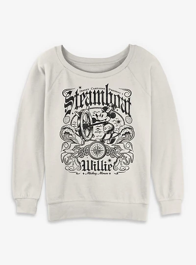 Disney Steamboat Willie Mickey Mouse Womens Slouchy Sweatshirt BoxLunch Exclusive