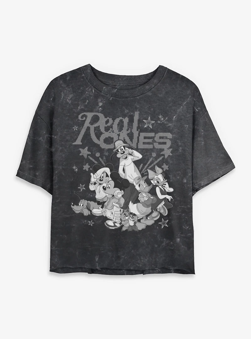 Disney Mickey Mouse Real Ones Womens Mineral Wash Crop T-Shirt BoxLunch Exclusive
