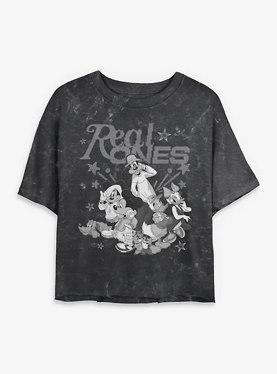 Disney Mickey Mouse Real Ones Womens Mineral Wash Crop T-Shirt BoxLunch Exclusive