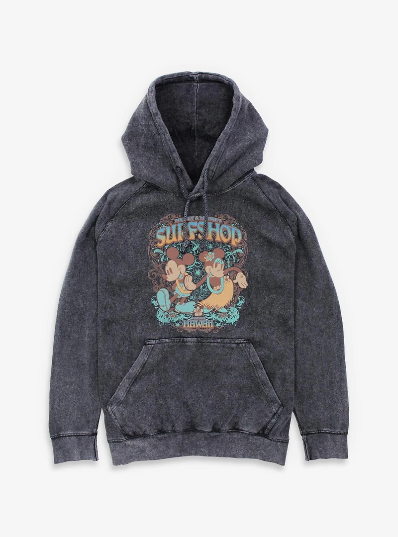 Disney Mickey Mouse & Minnie Surfshop Hawaii Mineral Wash Hoodie BoxLunch Exclusive