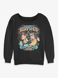 Disney Mickey Mouse & Minnie Surfshop Hawaii Womens Slouchy Sweatshirt BoxLunch Exclusive